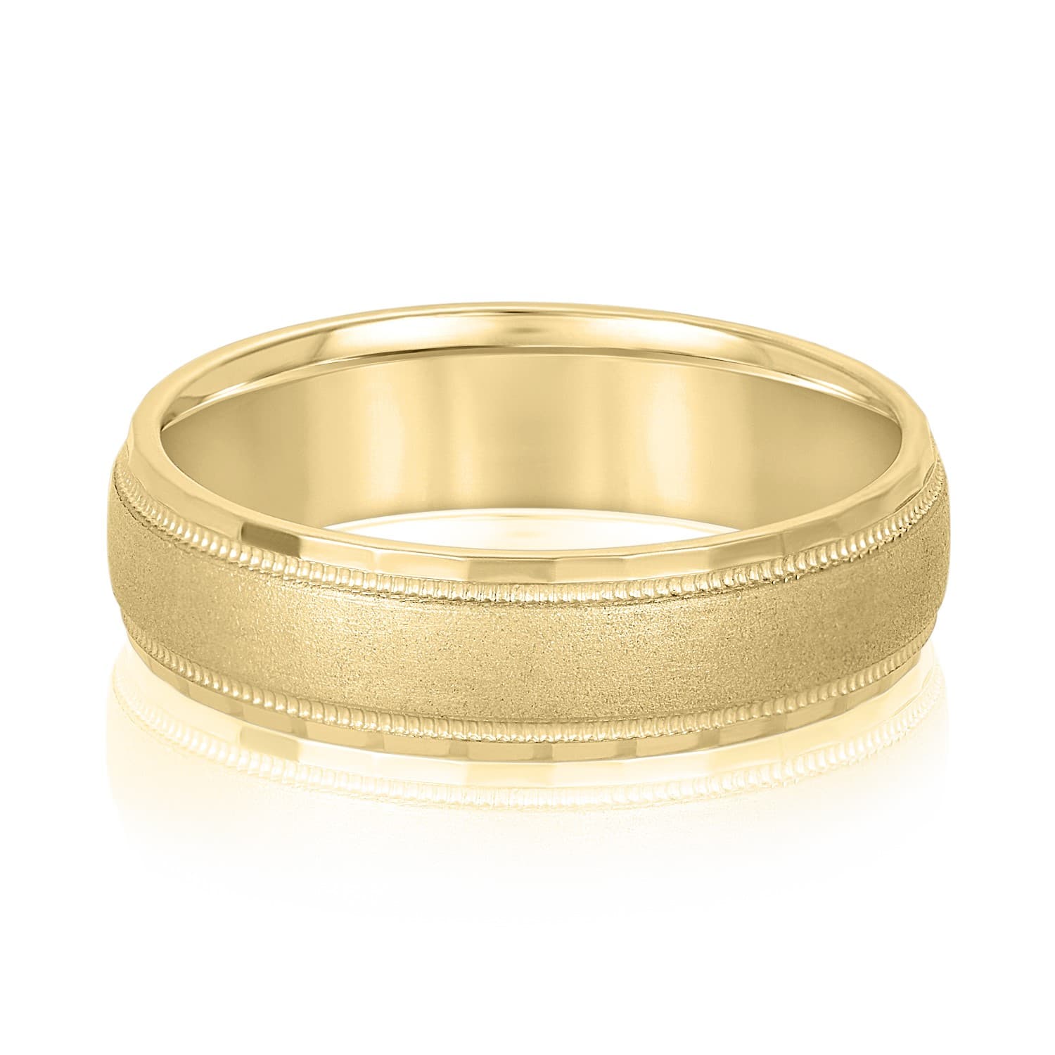 6mm Standard Weight Men's Band, Front view in yellow gold