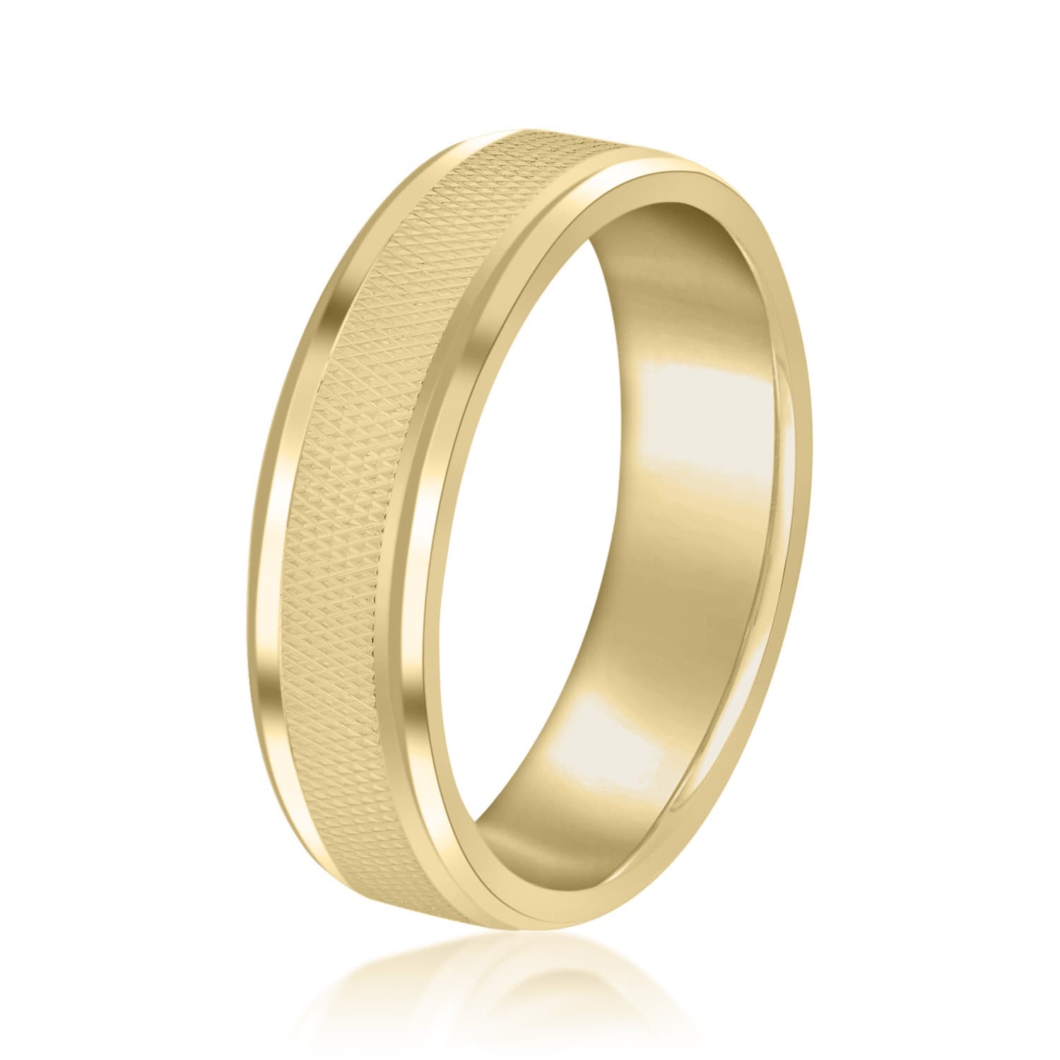 7mm Heavy Weight Men's Band, Side view in yellow gold