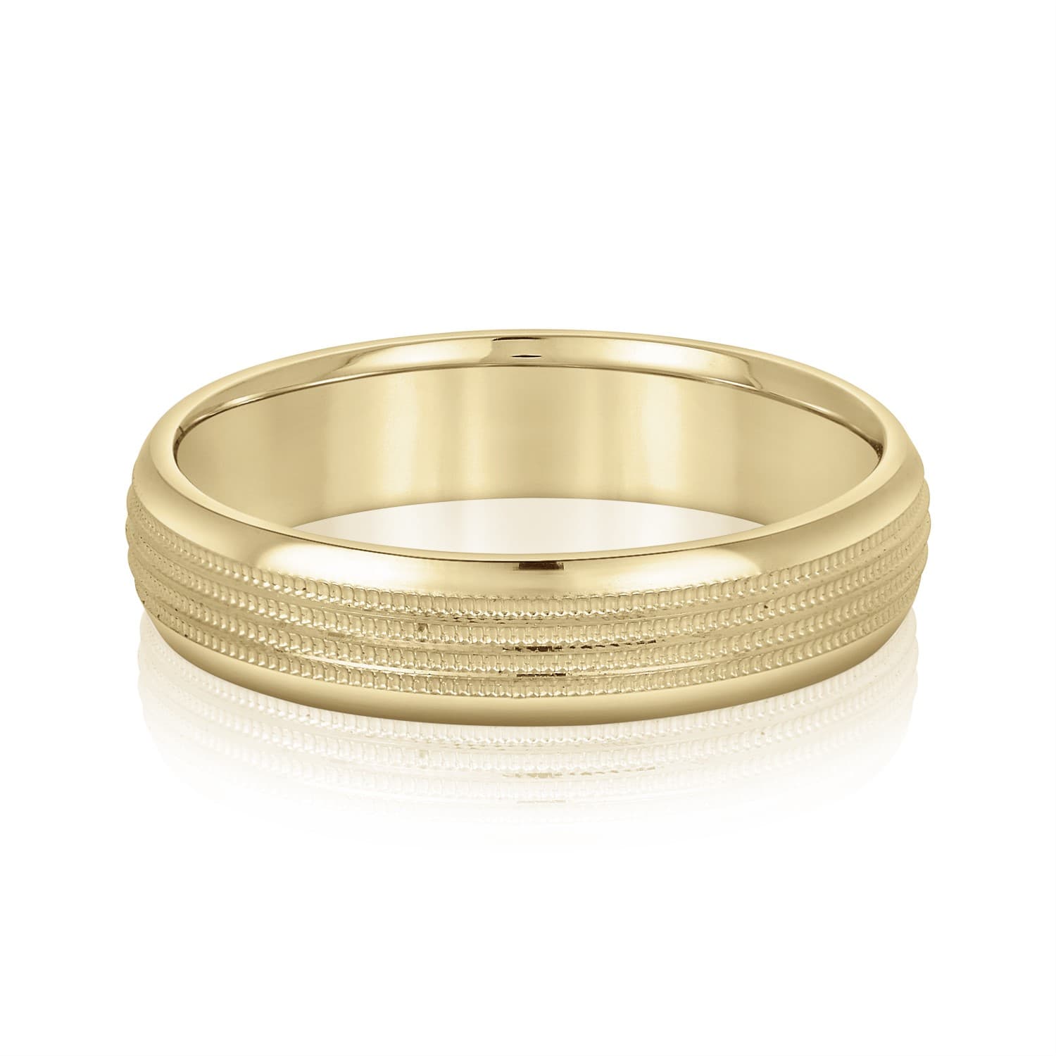 7mm Light Weight Men's Band, Front view in yellow gold
