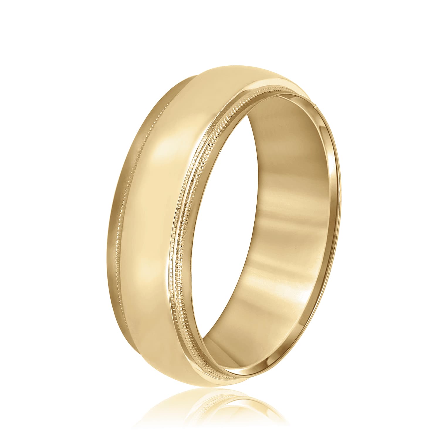 7mm Standard Weight Men's Band — TT, Side view in yellow gold