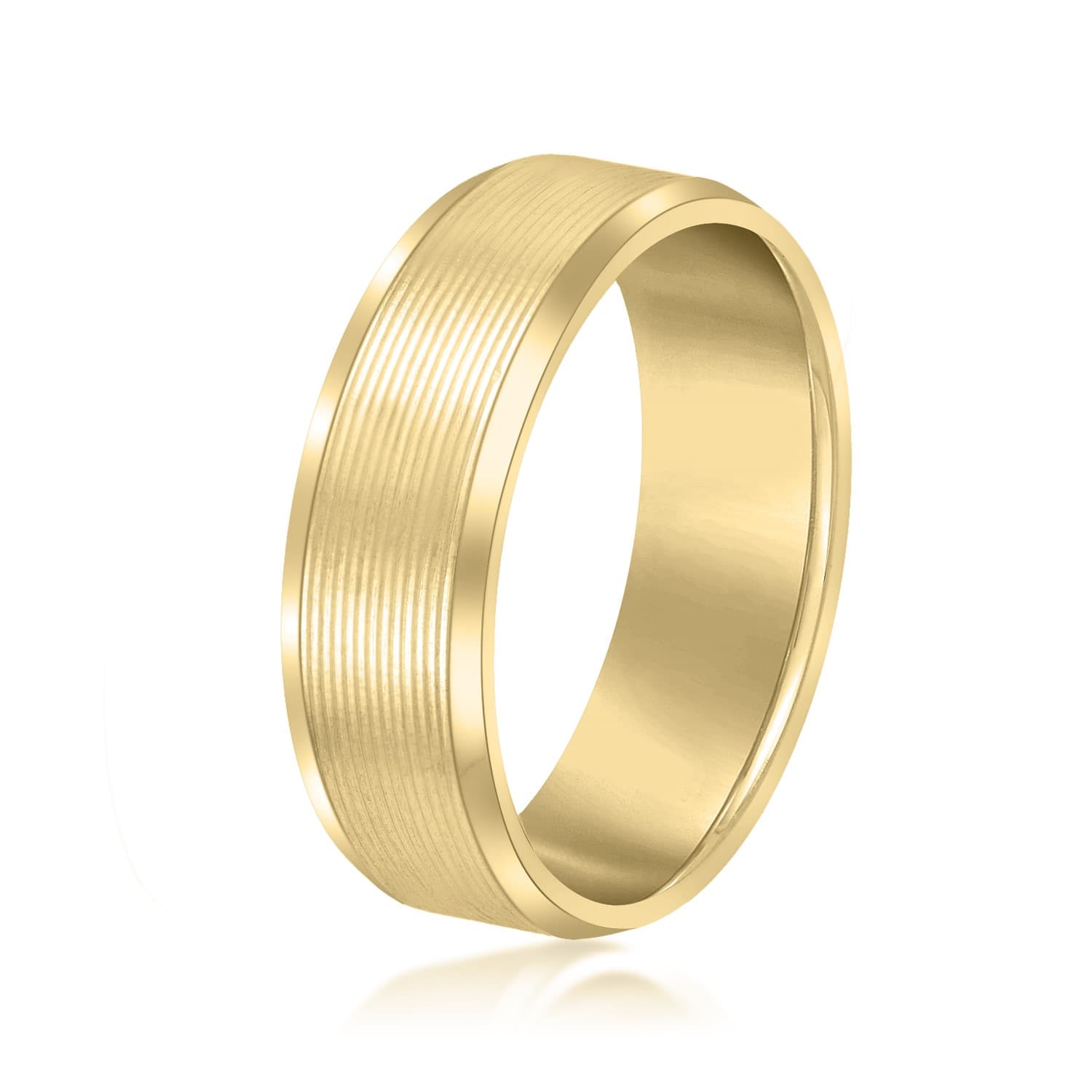7mm Heavy Weight Men's Band, Side view in yellow gold