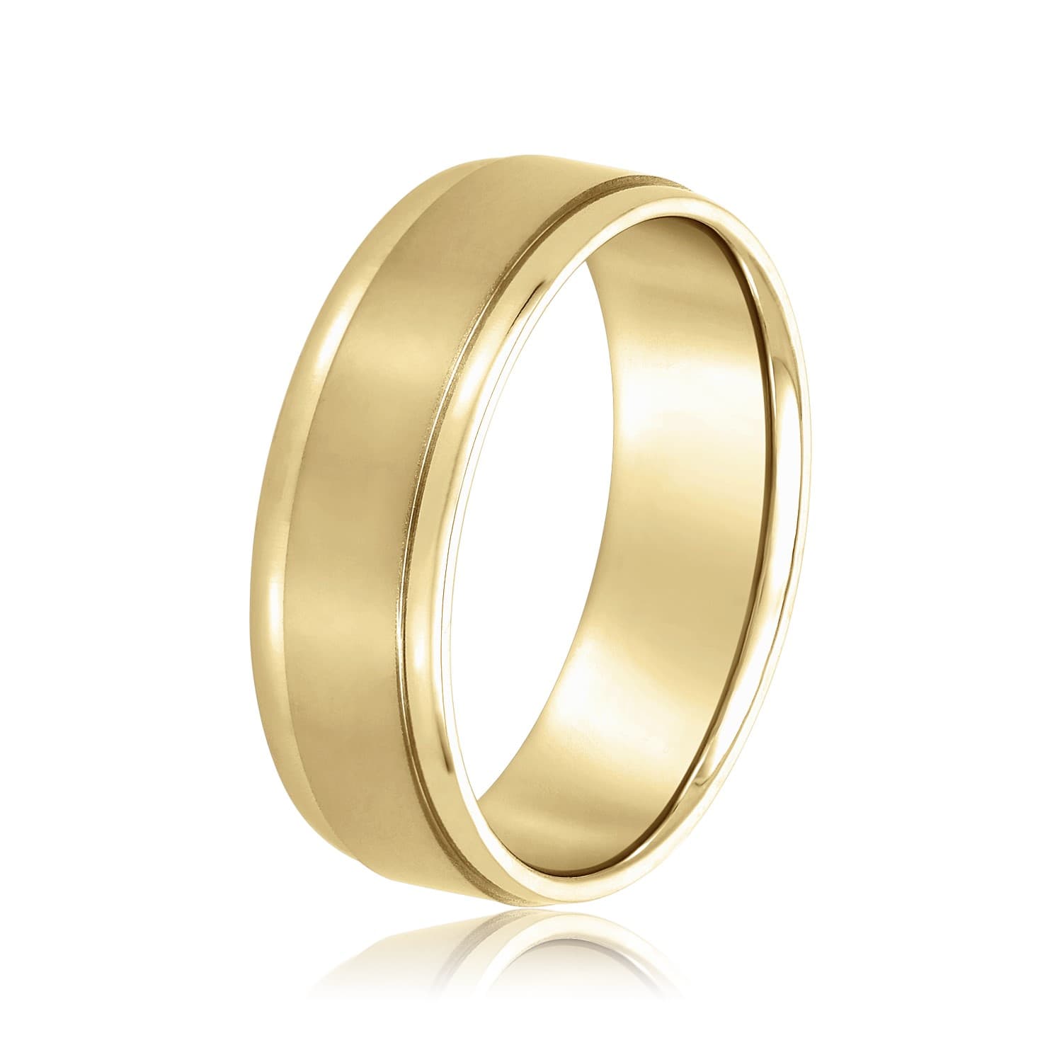 7mm Standard Weight Men's Band, Side view in yellow gold