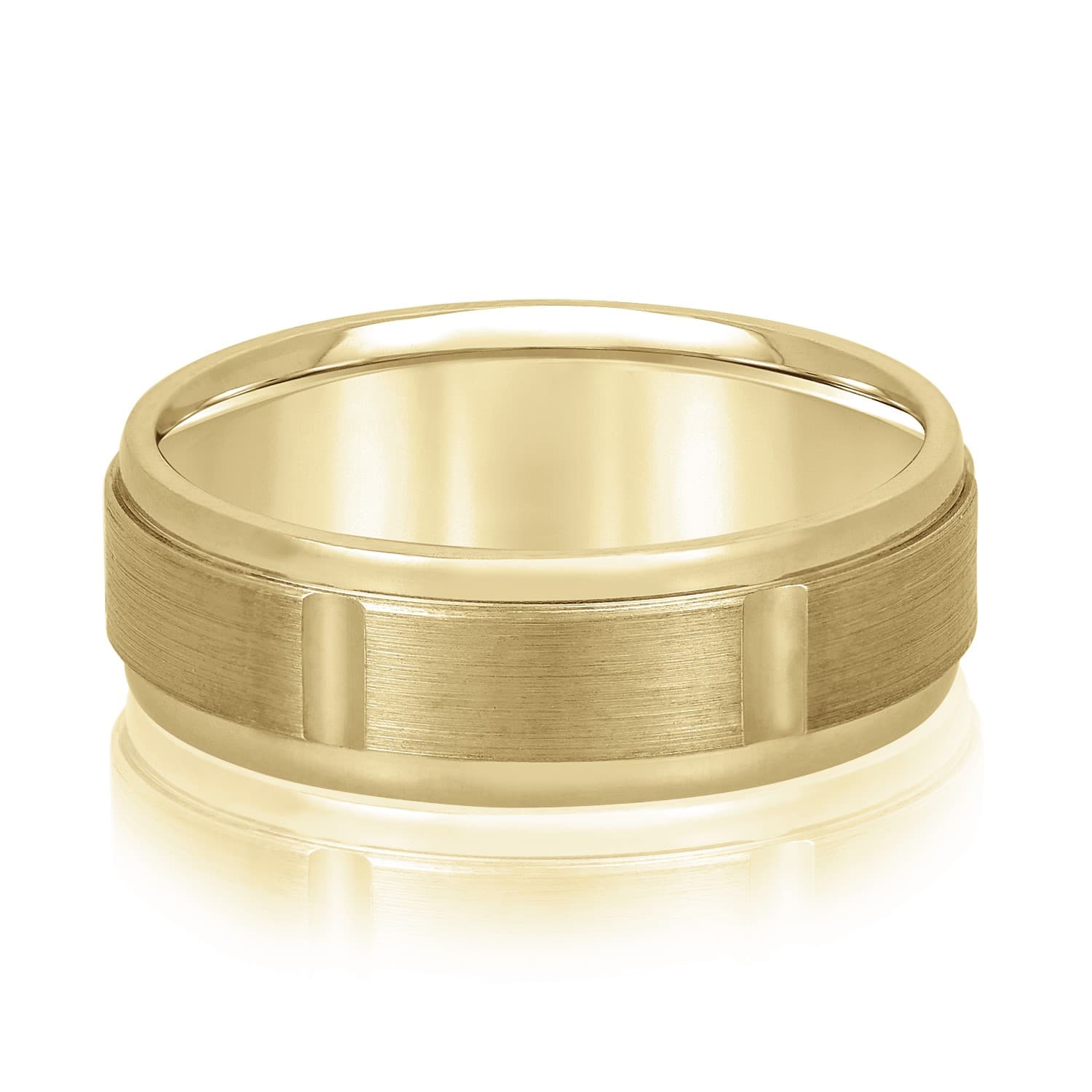 7mm Standard Weight Men's Band, Front view in yellow gold