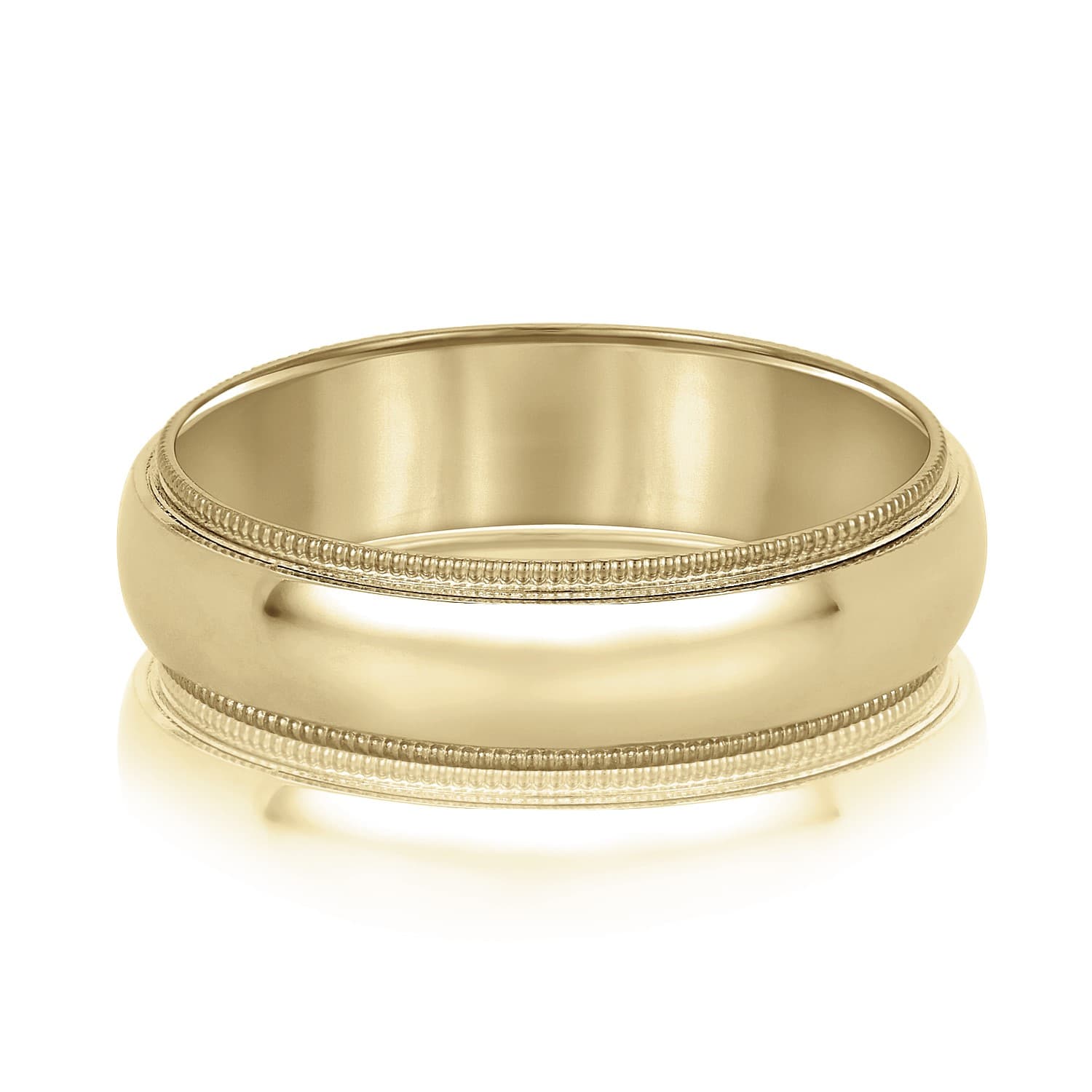 6mm Standard Weight Men's Band, Front view in yellow gold