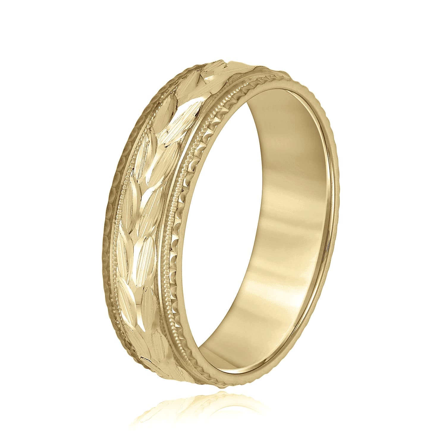 6mm Standard Weight Men's Band, Side view in yellow gold