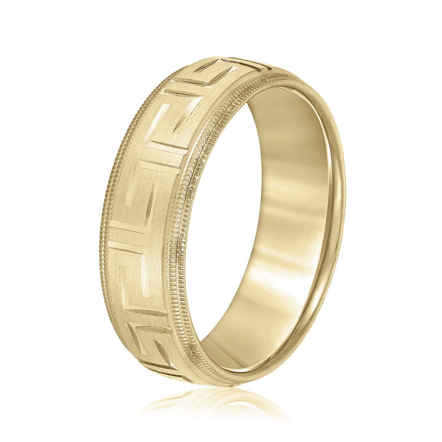 7mm Standard Weight Men's Band, Side view in yellow gold