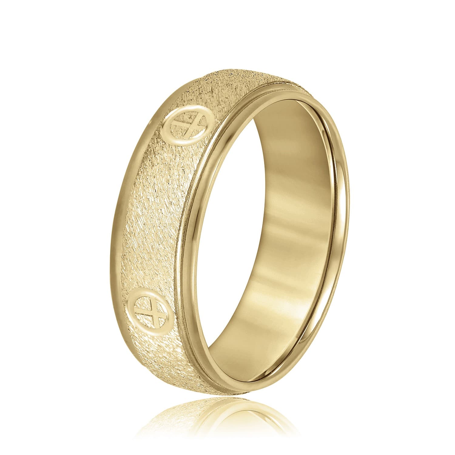 7mm Standard Weight Men's Band, Side view in yellow gold