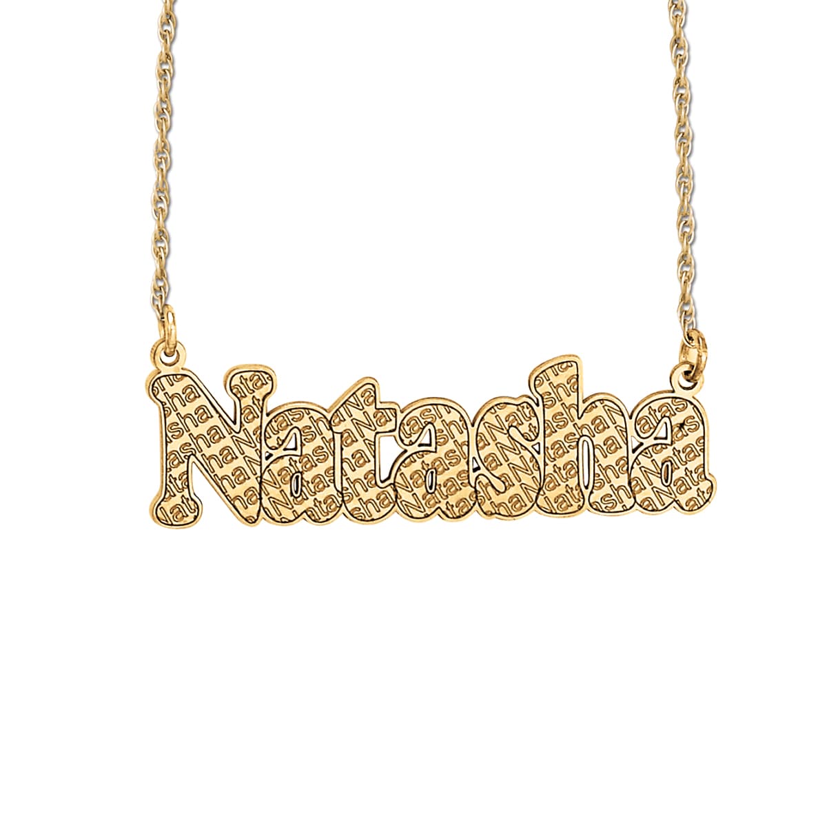 Bold Font Name Plate, Side view in white gold or platinum