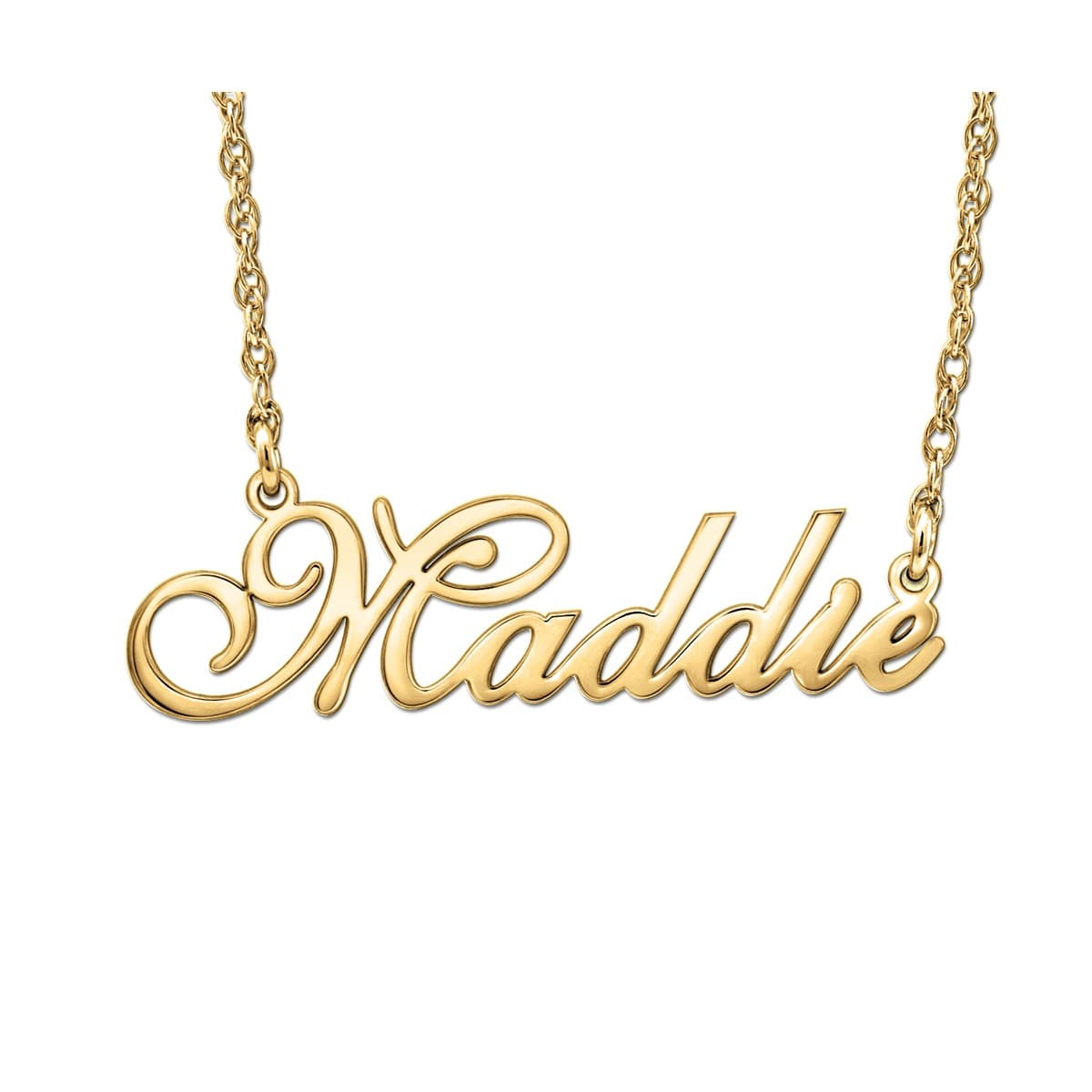 High Polished Personalized Name Pendant, Side view in white gold or platinum