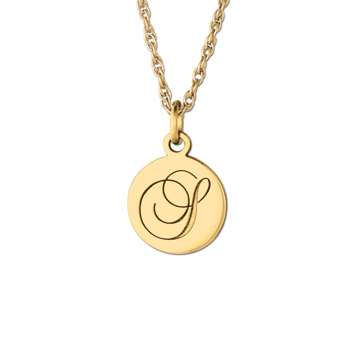 Single Letter Disc (8mm), Side view in white gold or platinum