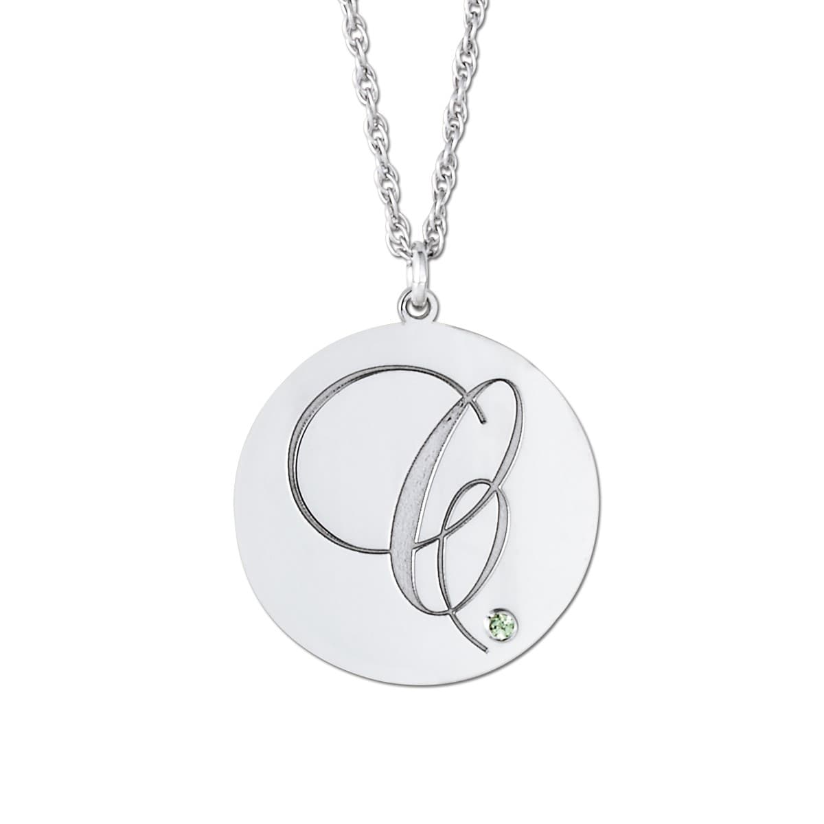 Accented Disc Pendant — White Gold