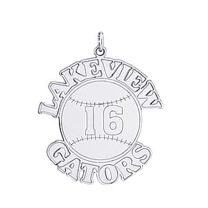 Baseball Name And Number, Side view in white gold or platinum