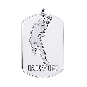 Lacrosse Tag, Side view in white gold or platinum
