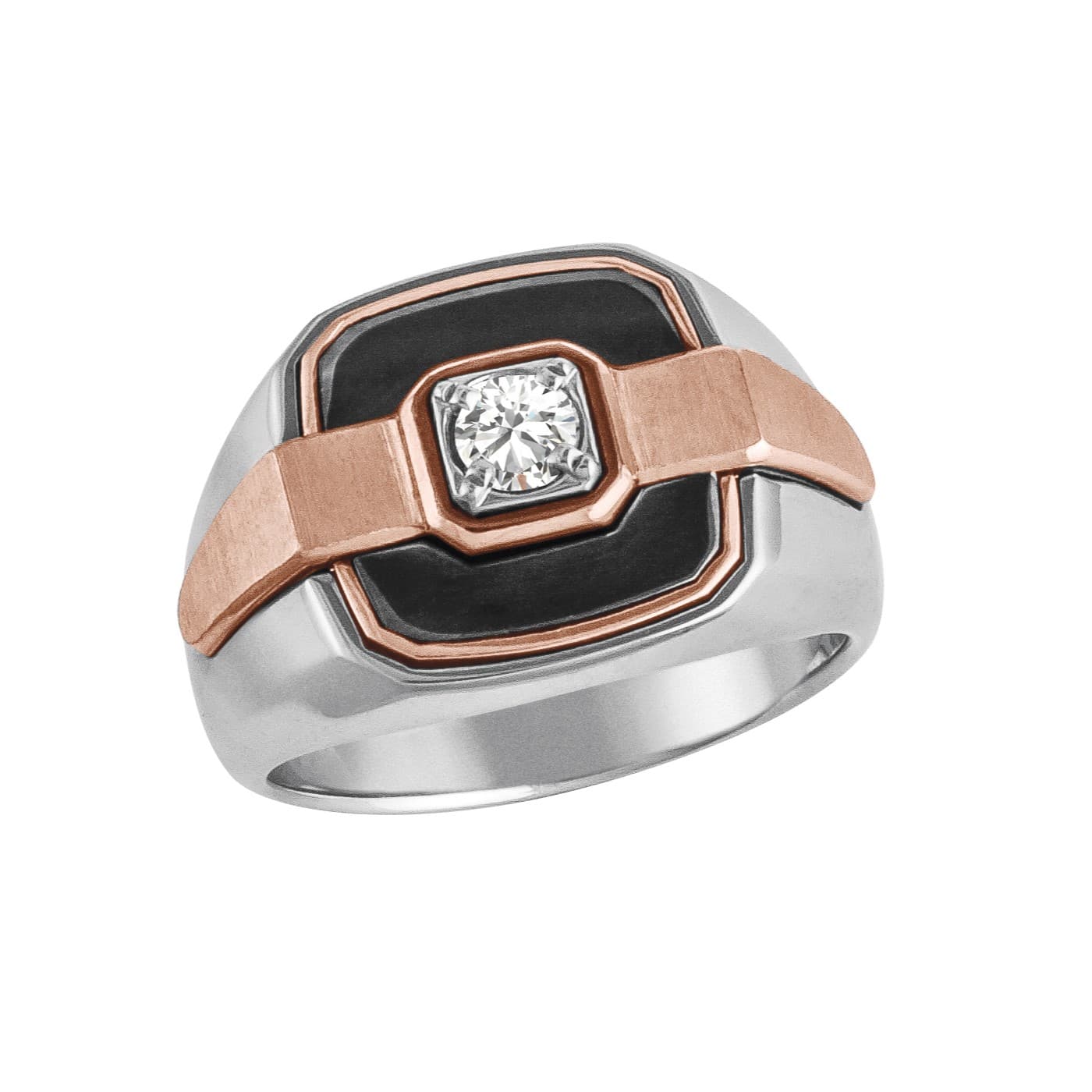 Gents White/rose Diamond Solitaire Rin (10567 ct. tw.) — View 1