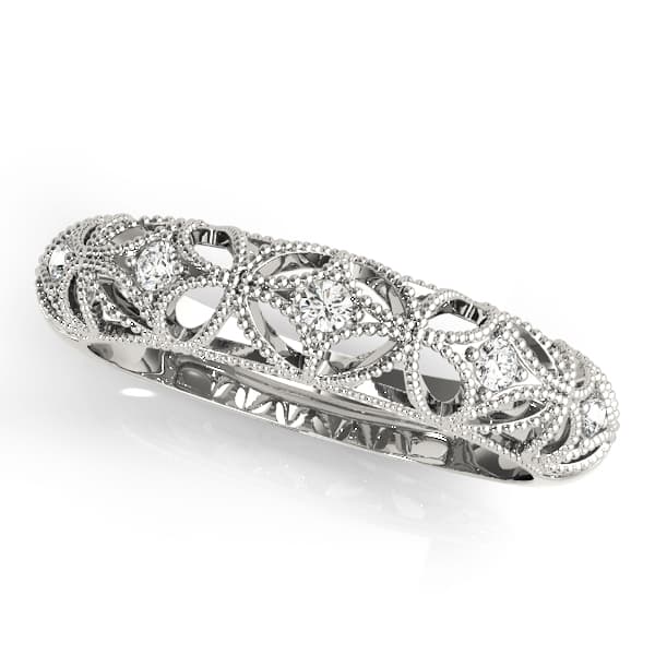 Vintage-Inspired Milgrain Wedding Band (0.08 ct. tw.) — View 1