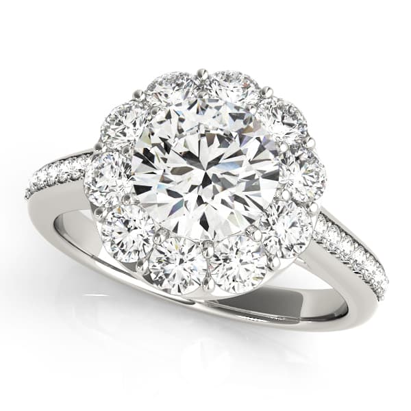 Engagement Rings Halo Round in 10k White Gold