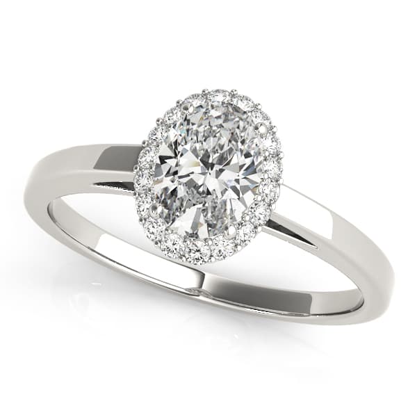 Oval Halo Engagement Ring in 10k White Gold