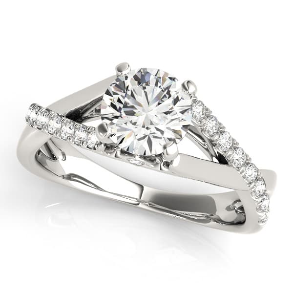 Double Row Split Shank Cathedral Engagement Ring — style 50944 in 10k White Gold
