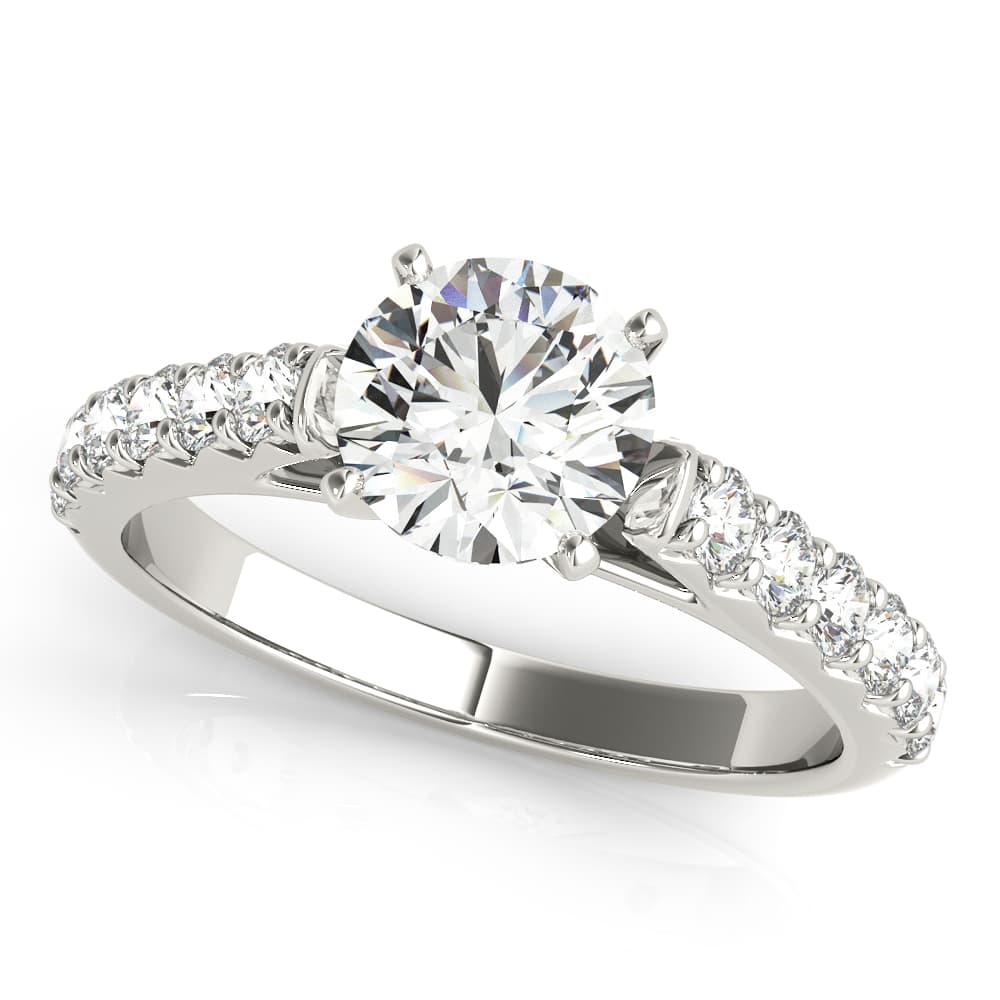 Single Row Cathedral Prong Set Engagement Ring — style 51135 in 10k White Gold