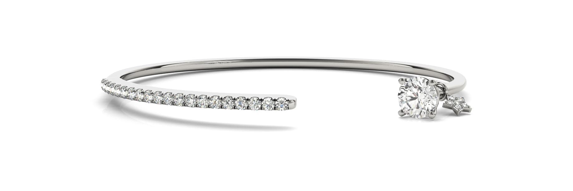 Split Prong Fashion Open Bracelets — White Gold