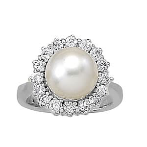 Floral Halo Color Pearl Rings (0.52 ct. tw.) — View 1