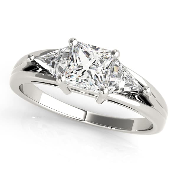 Engagement Rings 3 Stone Princess in 10k White Gold