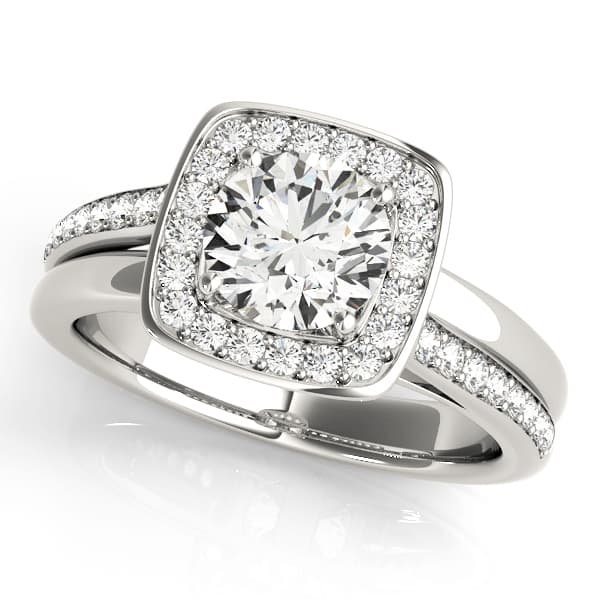 Split Band Halo Engagement Rings in 10k White Gold