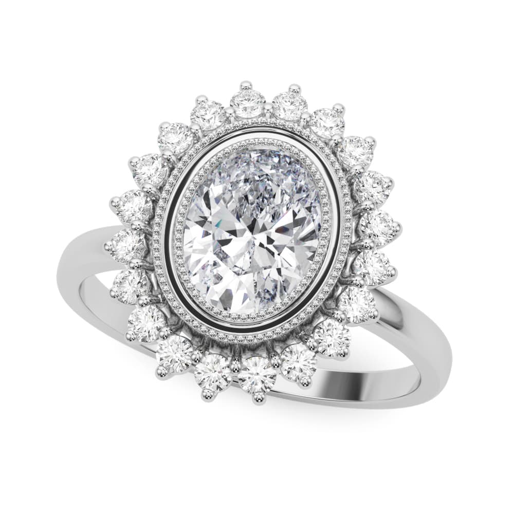Engagement Ring Ov Center in 10k White Gold