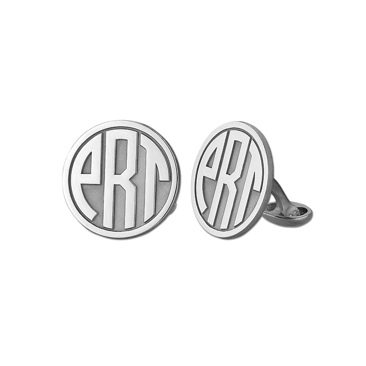 Monogram Personalized Cufflink — White Gold